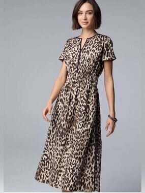 Simply Vera Vera Wang Midi Dress with Leopard Print.